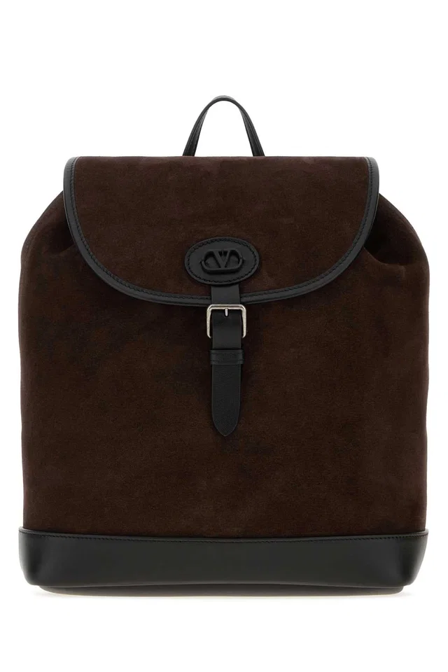 Valentino Garavani Suede And Leather Backpack — Brown in Brown Suede from HEWI