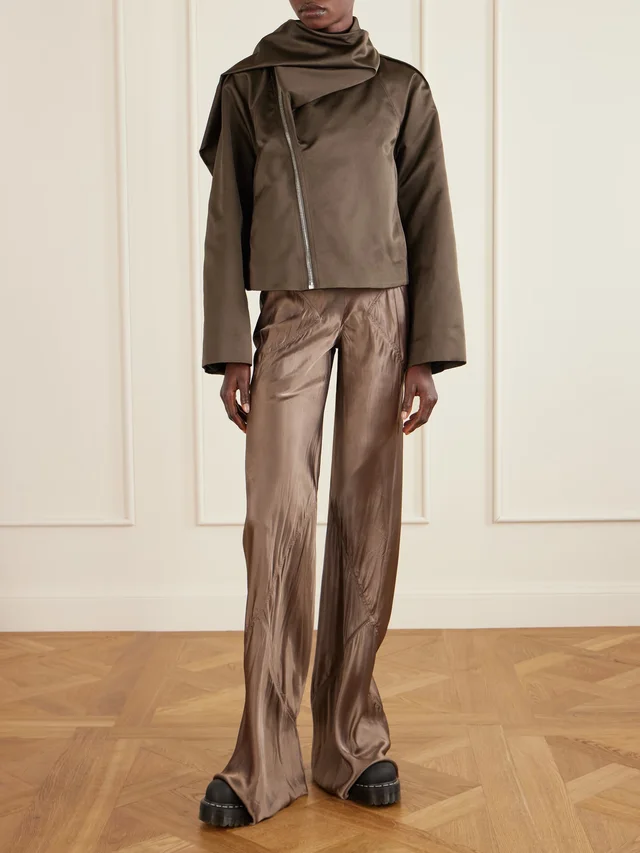 RICK OWENS Bias satin flared pants in Grey, photo 2 of 2 from NET-A-PORTER (Canada)