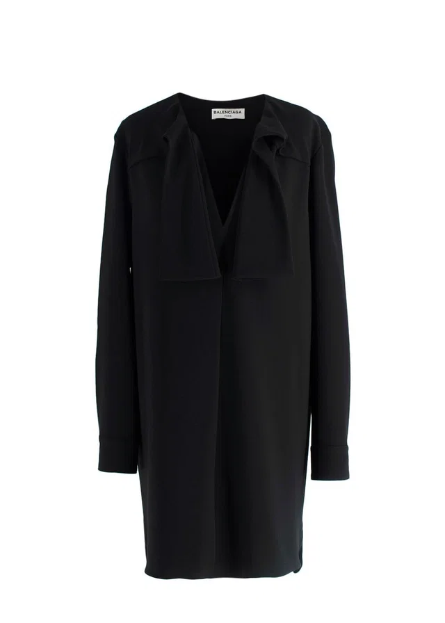 Balenciaga Black Tie Detail Tunic Dress in Black from HEWI
