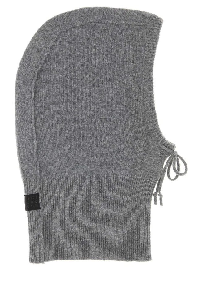 Maison Margiela Hat Wool Blend Balaclava — Gray Exterior: Nylon Winter in Grey Nylon from HEWI