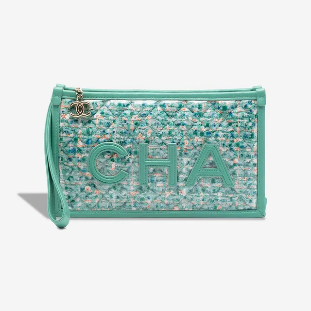 Chanel Clutch Medium PVC / Tweed Turquoise in Blue, Green Tweed from SACLÀB, photo 2 of 2