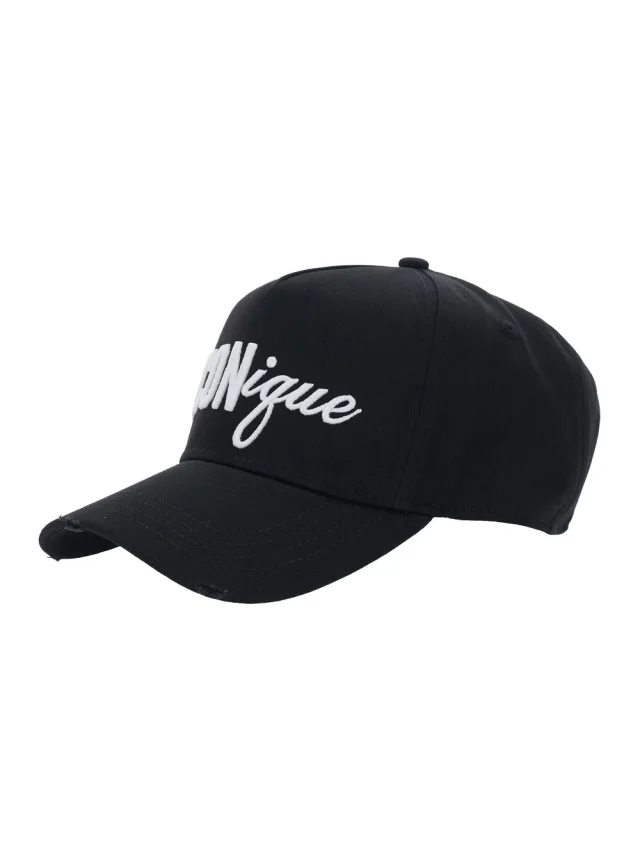 Black Baseball Cap with Front Embroidery in Cotton for Men in Black, image 1 of 1 from Gaudenzi Boutique