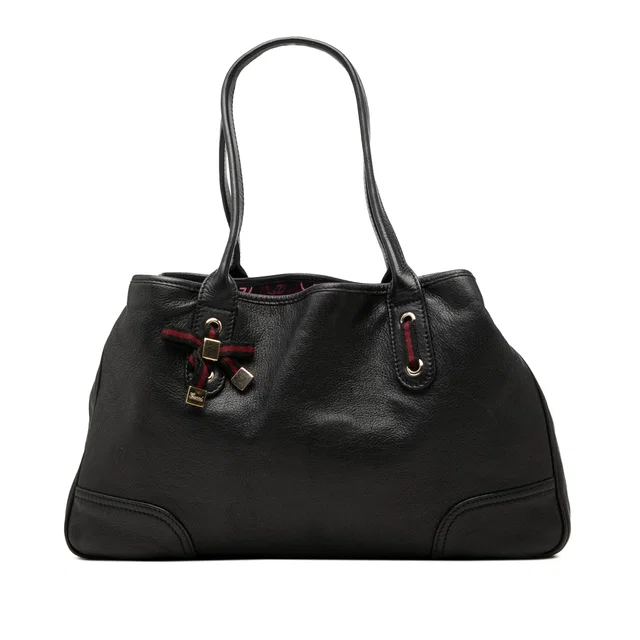 Black Gucci Calfskin Web Princy Tote in Black Calfskin from Designer Revival