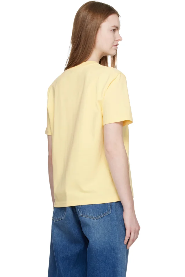 Casablanca Yellow Warped Logo Corrosion T-shirt, photo 3 of 4 from SSENSE