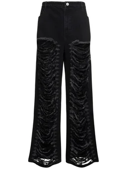 Dion Lee Wide-leg jeans with applied details in 100% Cotton, photo 2 of 9 from LUISAVIAROMA