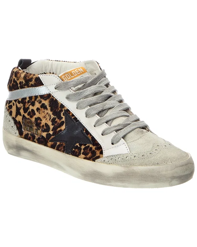Golden Goose Mid Star Classic Leopard Horsy Leather & Suede Sneaker, image 1 of 1 from Gilt