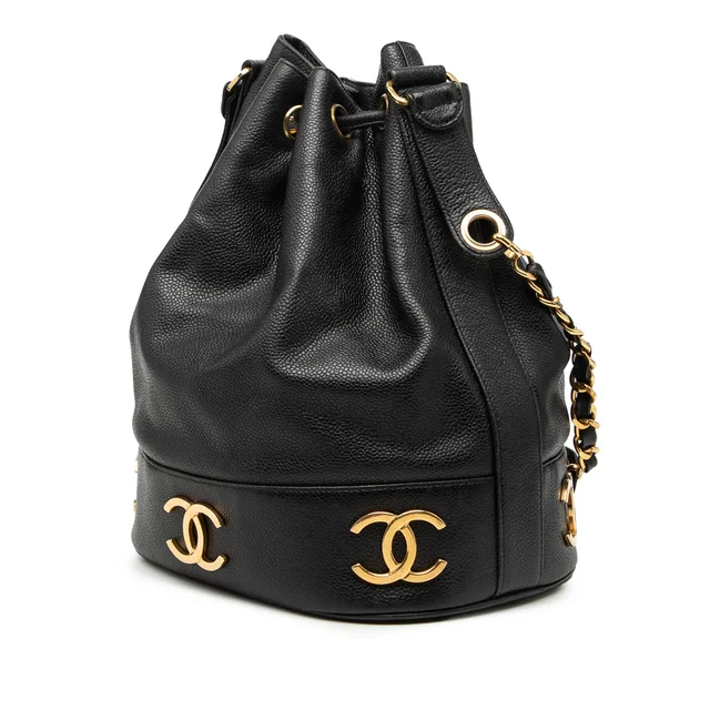Black Chanel Caviar Triple CC Drawstring Bucket Bag in Black Caviar leather from Designer Revival, photo 2 of 2