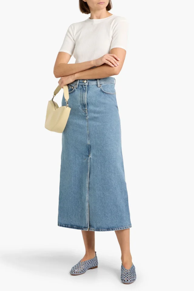 Loulou de Saison Loulou Studio Rona Organic Cotton Denim Midi Skirt, photo 2 of 4 from THE OUTNET