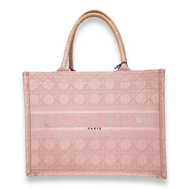 Dior Embroidered Cannage Book Tote Medium Tote bag in Canvas, N/A Hardware in Canvas from Luxury Promise