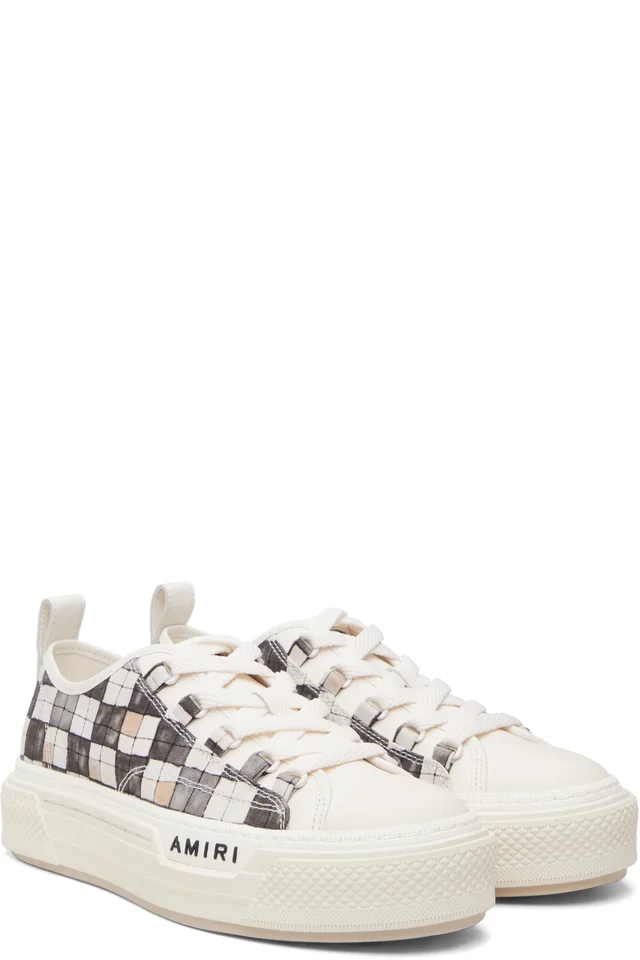 AMIRI White & Gray Checkered Court Low Sneakers, photo 4 of 5 from SSENSE