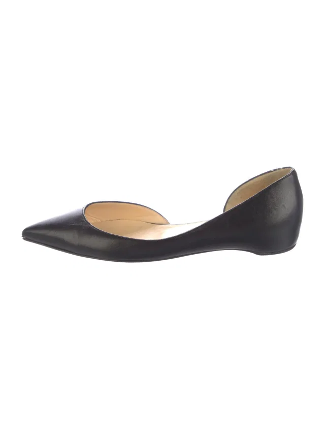 Christian Louboutin Leather D'Orsay Flats in black Leather from The RealReal