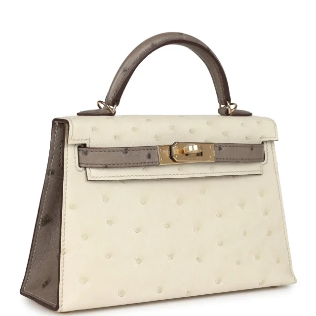 Hermès Special Order (HSS) Kelly Sellier 20 Beton, Gris Tourterelle Ostrich Permabrass Hardware in Grey Ostrich from Madison Avenue Couture, photo 2 of 8