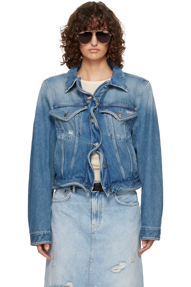 Acne Studios Blue Wavy Denim Jacket from SSENSE, photo 1 of 1