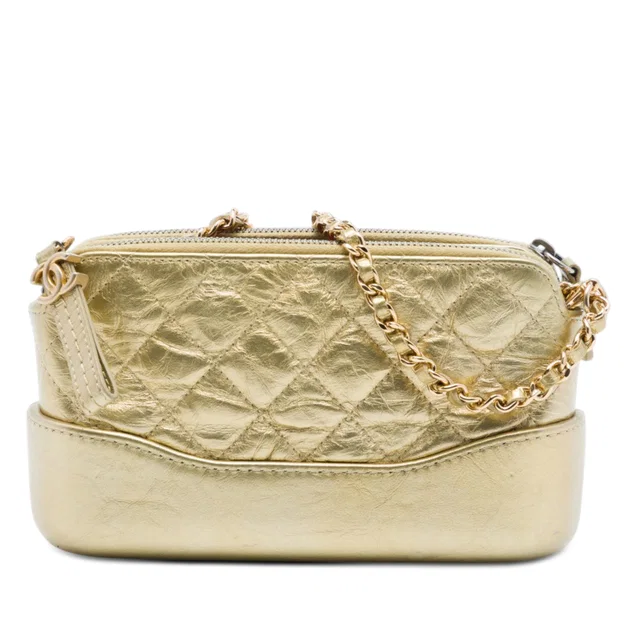 Gold Chanel Quilted Metallic Aged Calfskin Gabrielle Clutch With Chain Crossbody Bag in Gold Calfskin from Designer Revival, photo 1 of 1