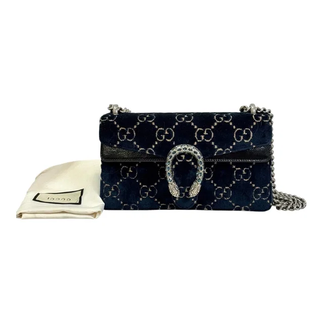 Gucci Dionysus Small Blue/Black Suede with Crystal Bag in Black Suede from Luxury Promise