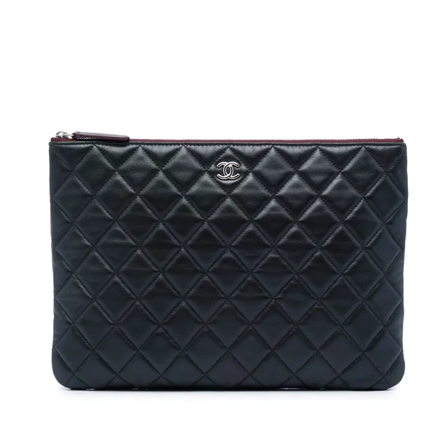 Black Chanel Medium Quilted Lambskin O Case Clutch in Black Lambskin from Designer Revival, photo 1 of 1