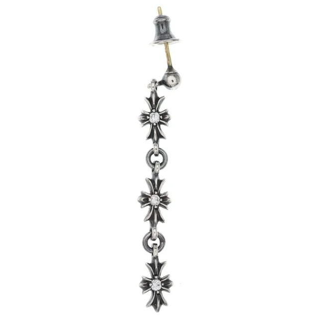 Chrome Hearts Tiny CH Pls 3 Dia CH Plus Double Sided Diamond Earrings Silver in Silver from The Reluxe