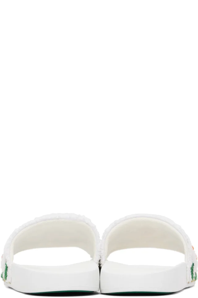 Casablanca White Laurel Terry Slides, photo 2 of 5 from SSENSE