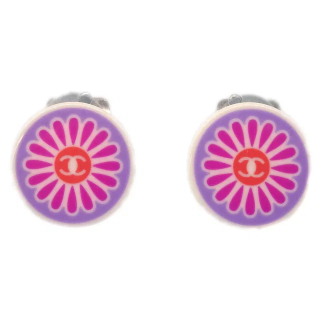 Chanel Button Earrings Clip-On White 04P in White Resin from AMORE Vintage Tokyo