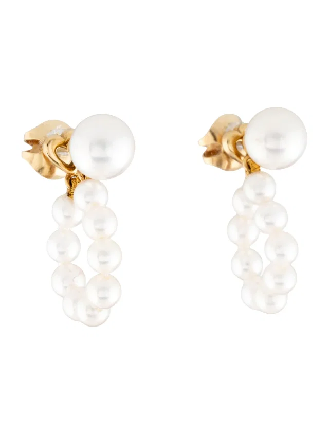 Mikimoto 18K Pearl Convertible Drop Earrings in multicolor Silk from The RealReal