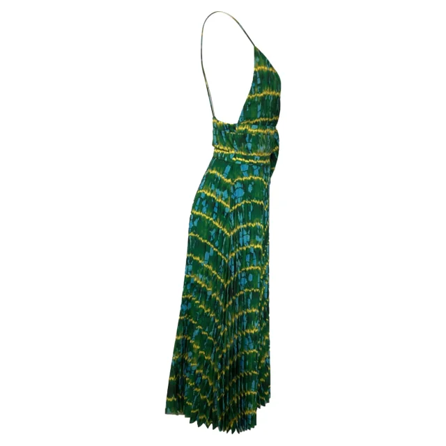 Altuzarra Winda Double-belted Pleated Tie-dyed Maxi Dress In Butterscotch Blue Green Polyester in Green, photo 4 of 6 from ShopSimon