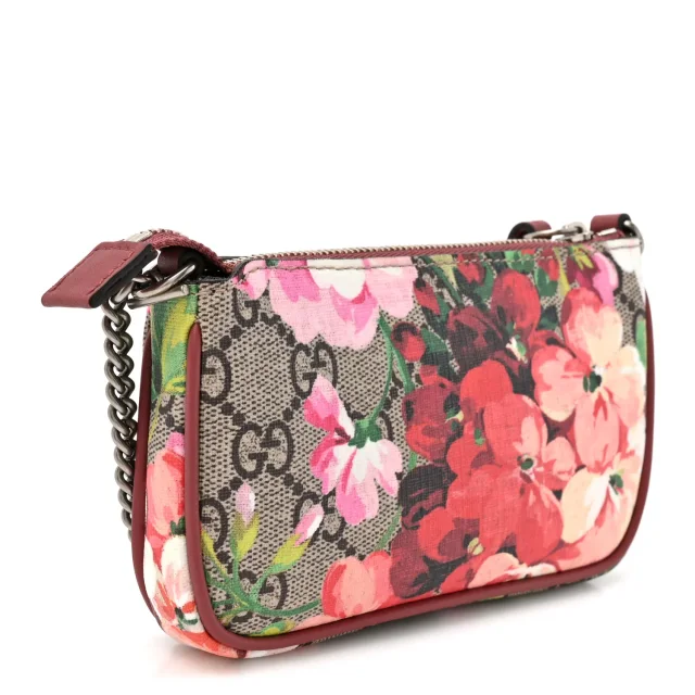 Gucci GG Supreme Monogram Blooms Mini Chain Bag Beige Multicolor Dry Rose in Beige Coated canvas from FASHIONPHILE, photo 3 of 11