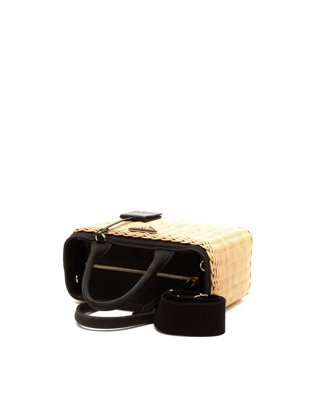 Prada Medium Wicker and Canvas Tote Bag in Canvas from A Retro Tale, photo 4 of 7