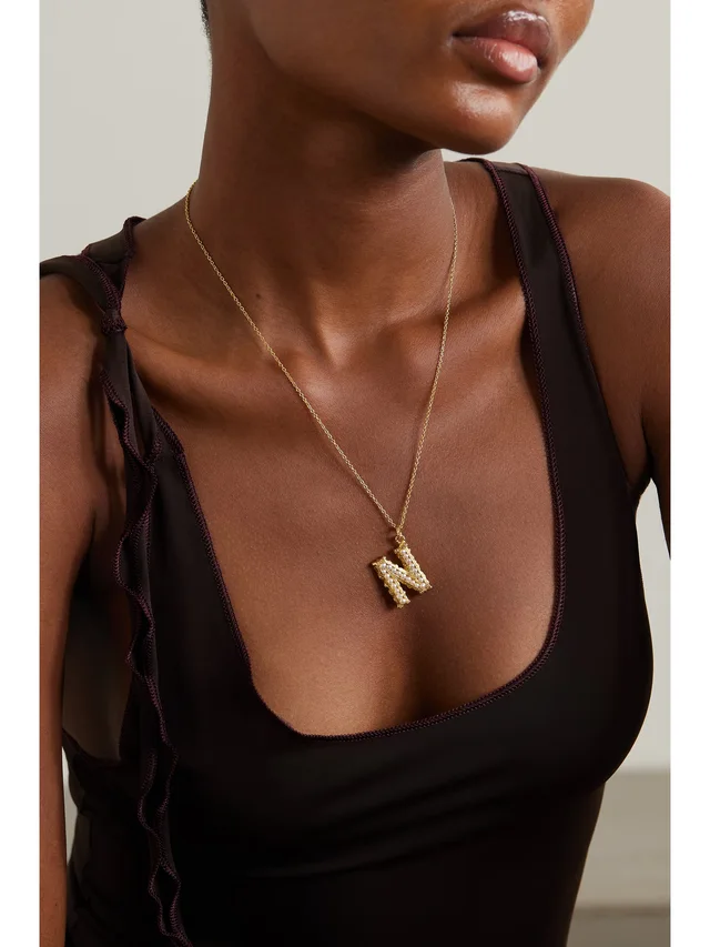 PACHAREE Alphabet gold-plated pearl necklace in Metallic, photo 2 of 2 from NET-A-PORTER (Canada)