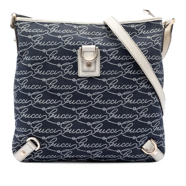Blue Gucci 85th Anniversary Denim Abbey D Ring Crossbody in Blue Denim from Designer Revival