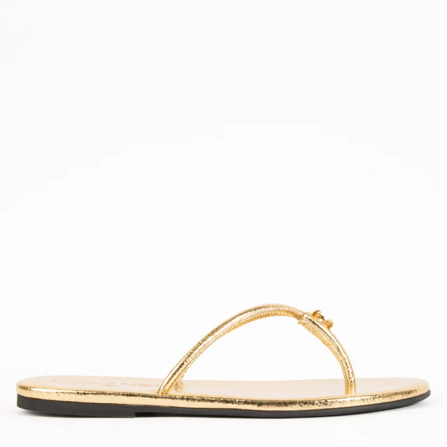 Chanel 26S Gold Leather Thong Sandals - Size 36 in Gold Leather from Labellov