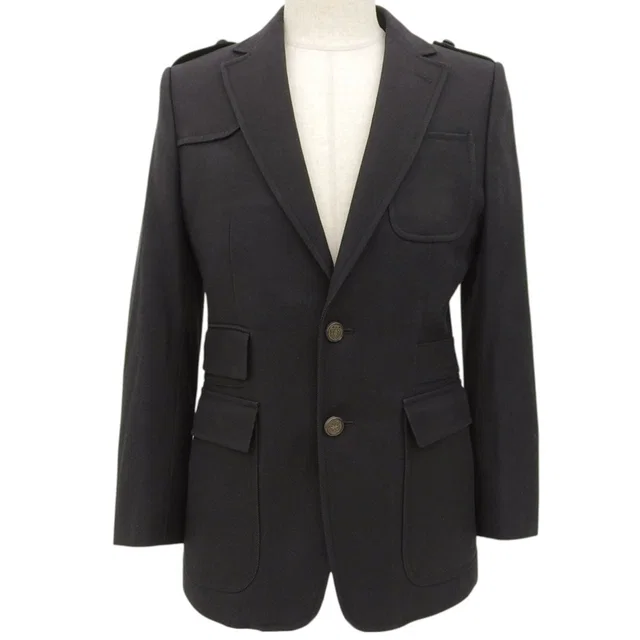 Gucci Emblem Button Jacket #46 Black in Black Wool from VINTAGE QOO TOKYO