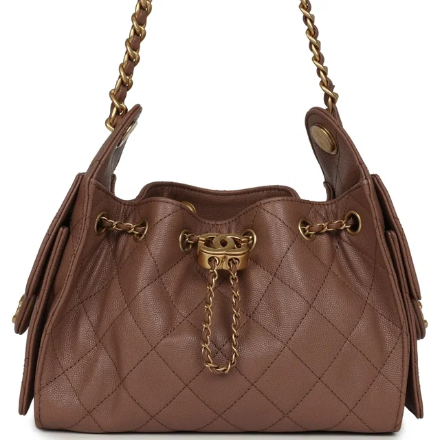 Chanel Mini 25 Hobo Bag Brown Caviar Antique Gold Hardware in Brown Caviar leather from Madison Avenue Couture
