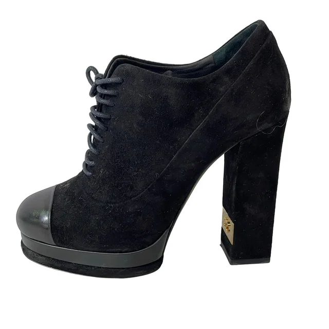 Chanel Booties 37C Black Leather Boots in Black Leather from The Reluxe