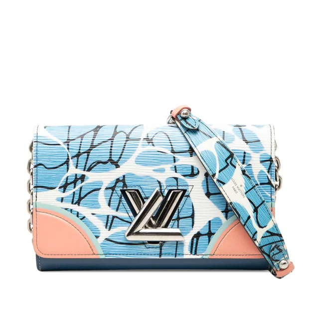 Blue Louis Vuitton Epi Aqua Twist Wallet on Chain Crossbody Bag in Blue Leather from Designer Revival