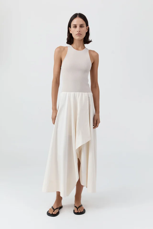 St Agni Knit Bodice Asymm Dress - Ecru from St. Agni, photo 1 of 1