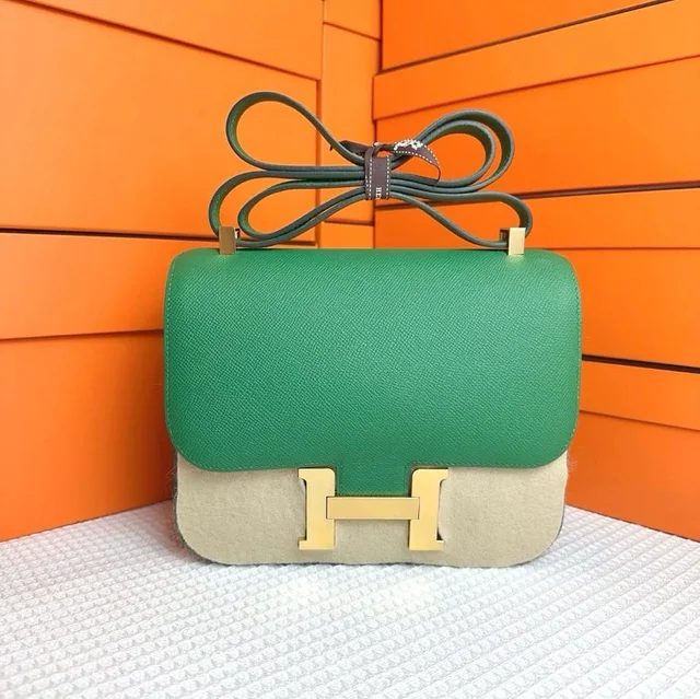 Hermès Constance 24 Green Vertigo Epsom GHW #D in Green Epsom leather from Luxury Promise