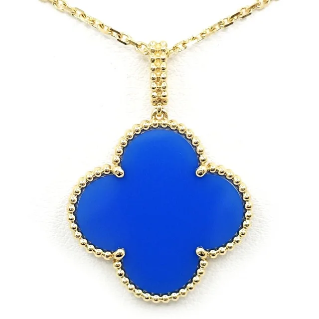 Van Cleef & Arpels 18k Yellow Gold Magic Alhambra Long Necklace Blue Agate in Blue from The Reluxe