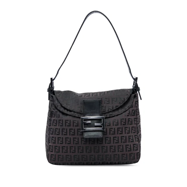 Brown Fendi Zucchino Canvas Double Flap Mamma Shoulder Bag in Brown Canvas from Designer Revival