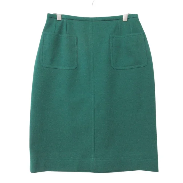 Chanel Skirt Vintage Wool Knit Tight Knee Length Green in Green Wool from The Reluxe