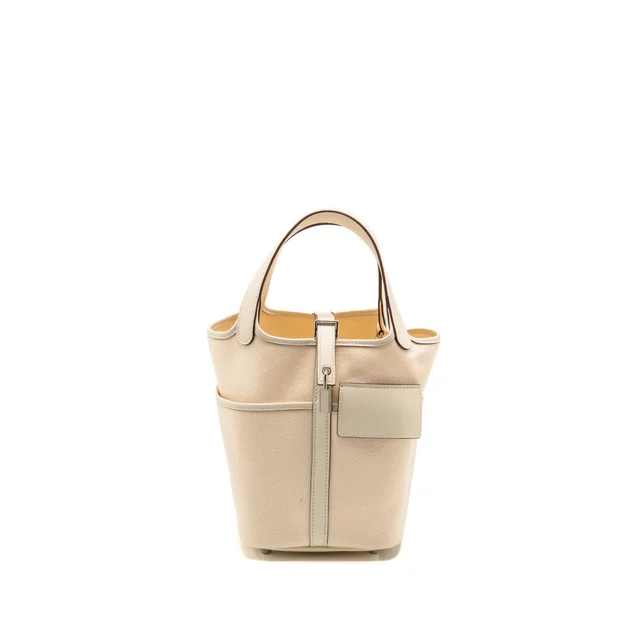 Hermès Cargo Picotin 18 Lock Bag Toile Canvas / Swift Nata SHW Stamp Z in Swift leather from EMIER
