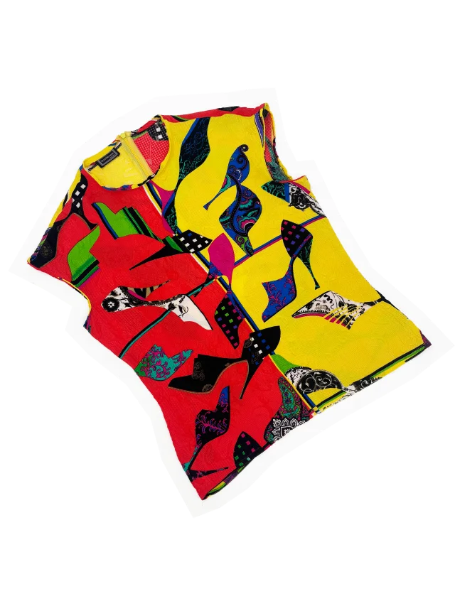 Versace 1991 high heel print silk top in Silk from James Veloria