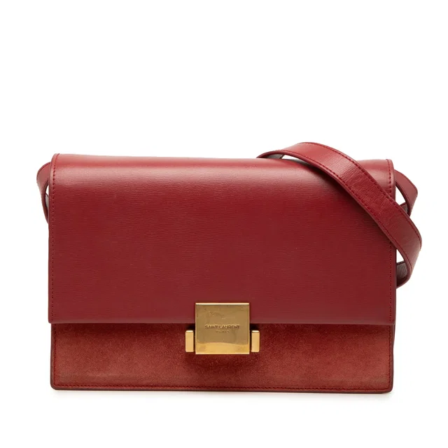 Red Saint Laurent Medium Calfskin and Suede Bellechasse Bag in Red Calfskin from Designer Revival