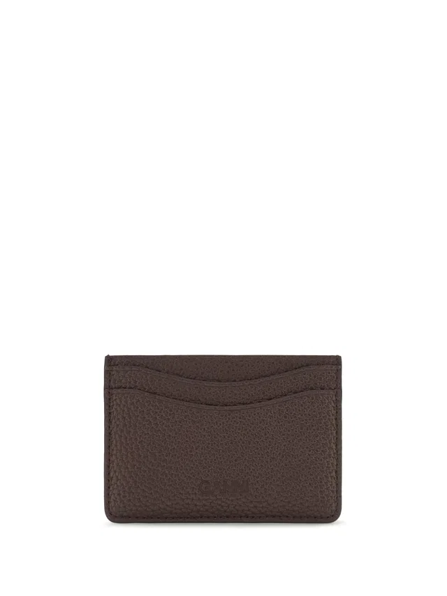 GANNI Grained Recycled Polyester Card Case — Brown Wallets & Purses in Brown from HEWI