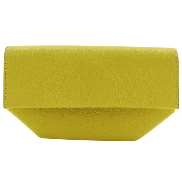 Hermès Opry Chevre Lime Yellow Green Clutch Bag in Green Goatskin from The Reluxe