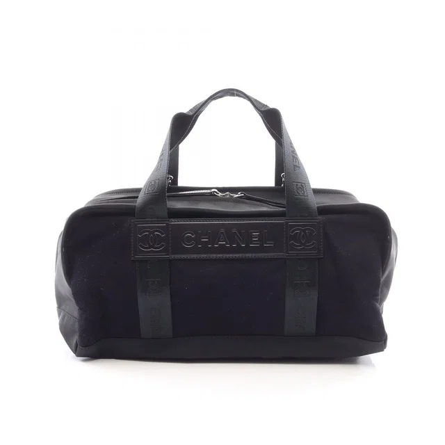 Chanel Tote Sports Line Black Wool Leather Mini Boston Bag in Black Wool from The Reluxe