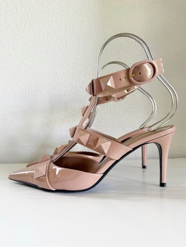 Valentino Garavani Roman Stud Blush Patent Ankle Strap Pumps Eu 38.5 Us 8.5 in brown|neutral Patent leather from Poshmark