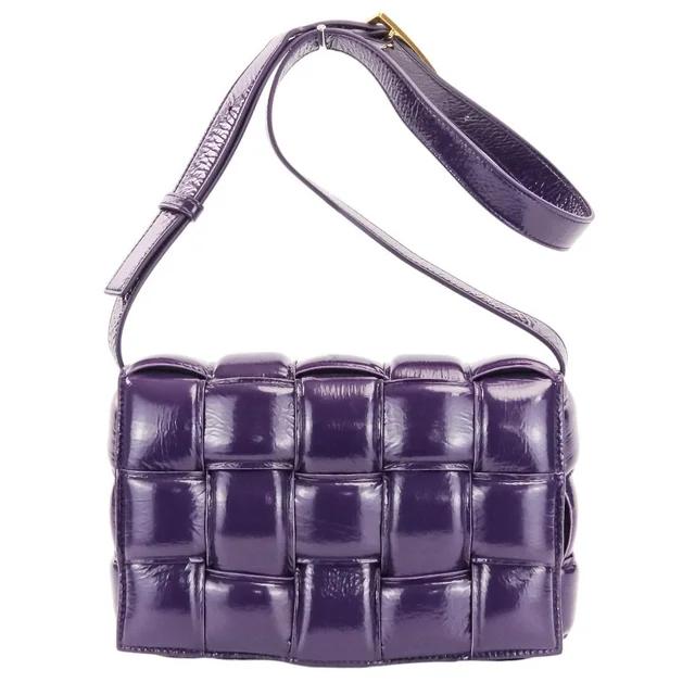 Bottega Veneta Padded Cassette Intrecciato Shoulder Bag Purple in Purple Woven leather from The Reluxe