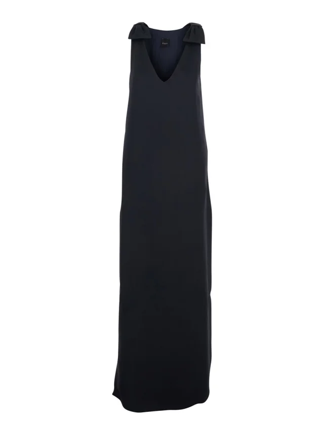 Leplain Long Dark Blue Dress with V-Neck and Side Slits in Women's Fabric in Blue 100% Polyester from Gaudenzi Boutique, photo 1 of 1