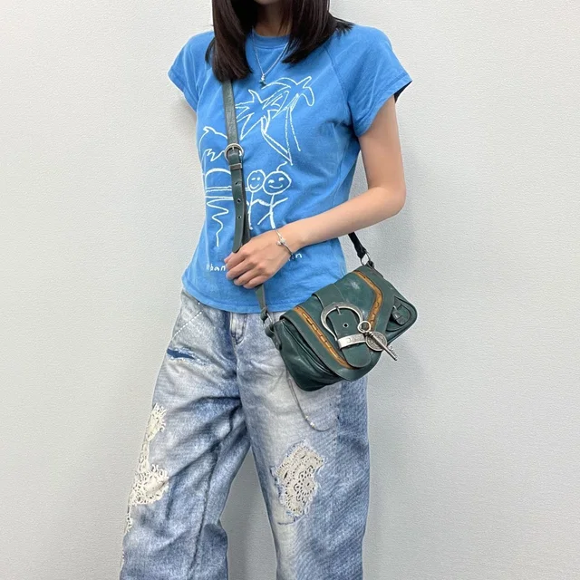 Dior Gaucho Saddle Shoulder Bag Leather Blue Vintage in Blue Leather from The Reluxe