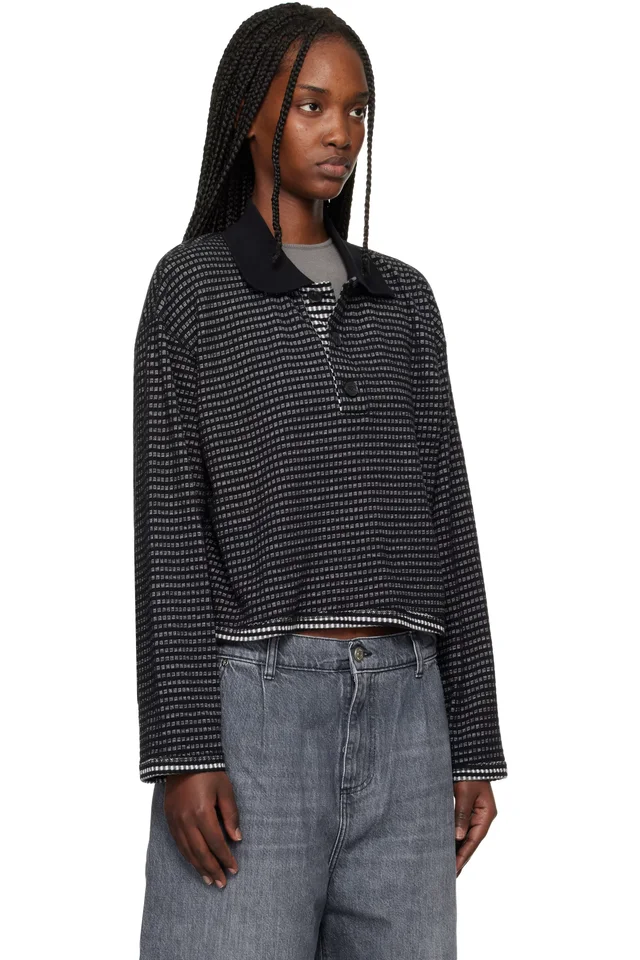mfpen Black Cropped LS Polo, photo 2 of 4 from SSENSE